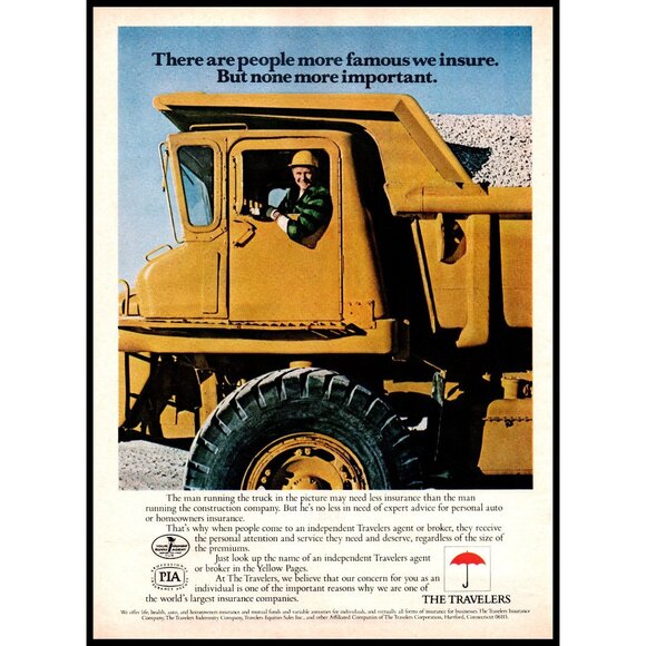 1981 The Travelers Insurance Company Vintage Print Ad Mining Dump Truck Wall Art - Picture 1 of 1